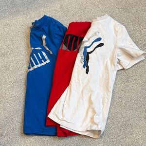 Puma Kids Short Sleeve Tees - Blue, Red, and White